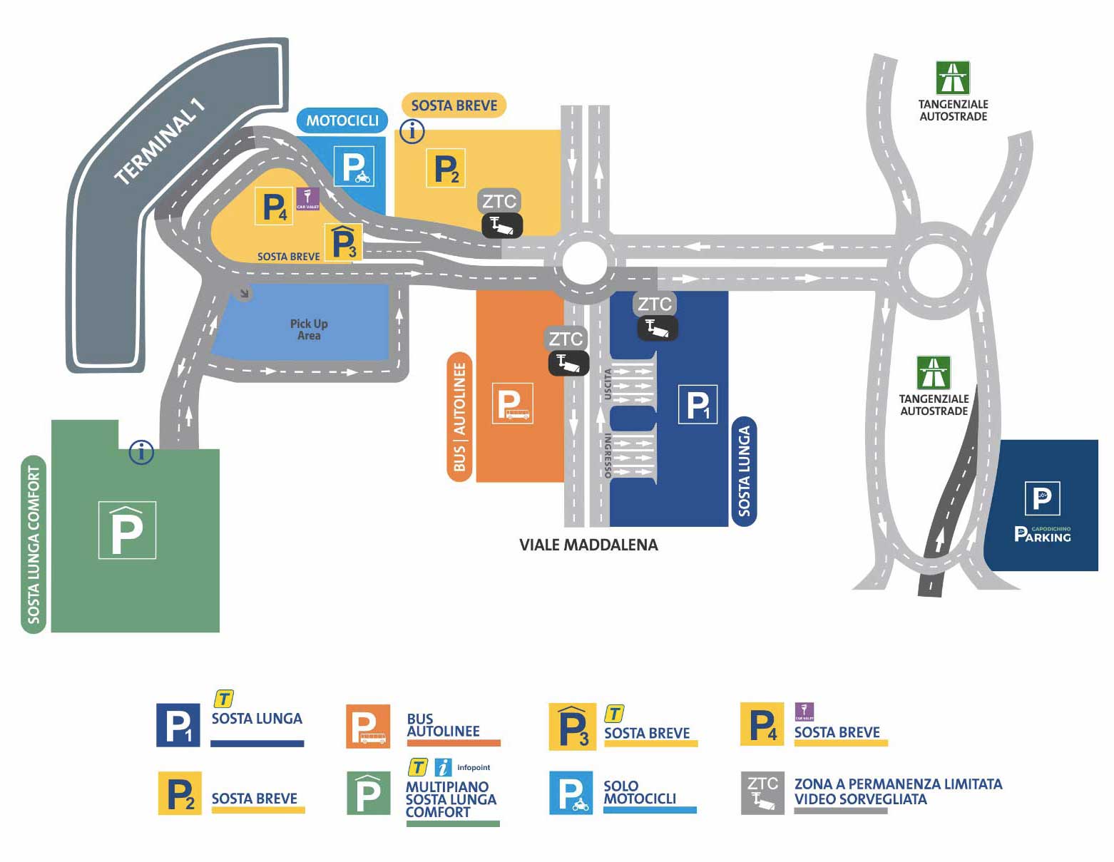 la mappa degli parcheggi ufficiali dell'aeroporto di napoli